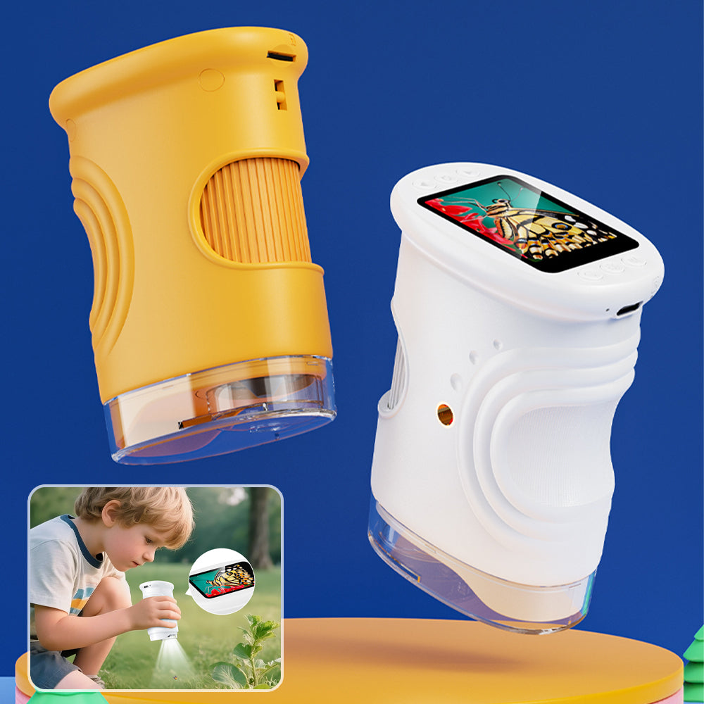 1000X Handheld Microscope for Kids 2.0" Screen Rechargeable Mini Pocket Digital Microscopes Portable Edu Gift Children Students