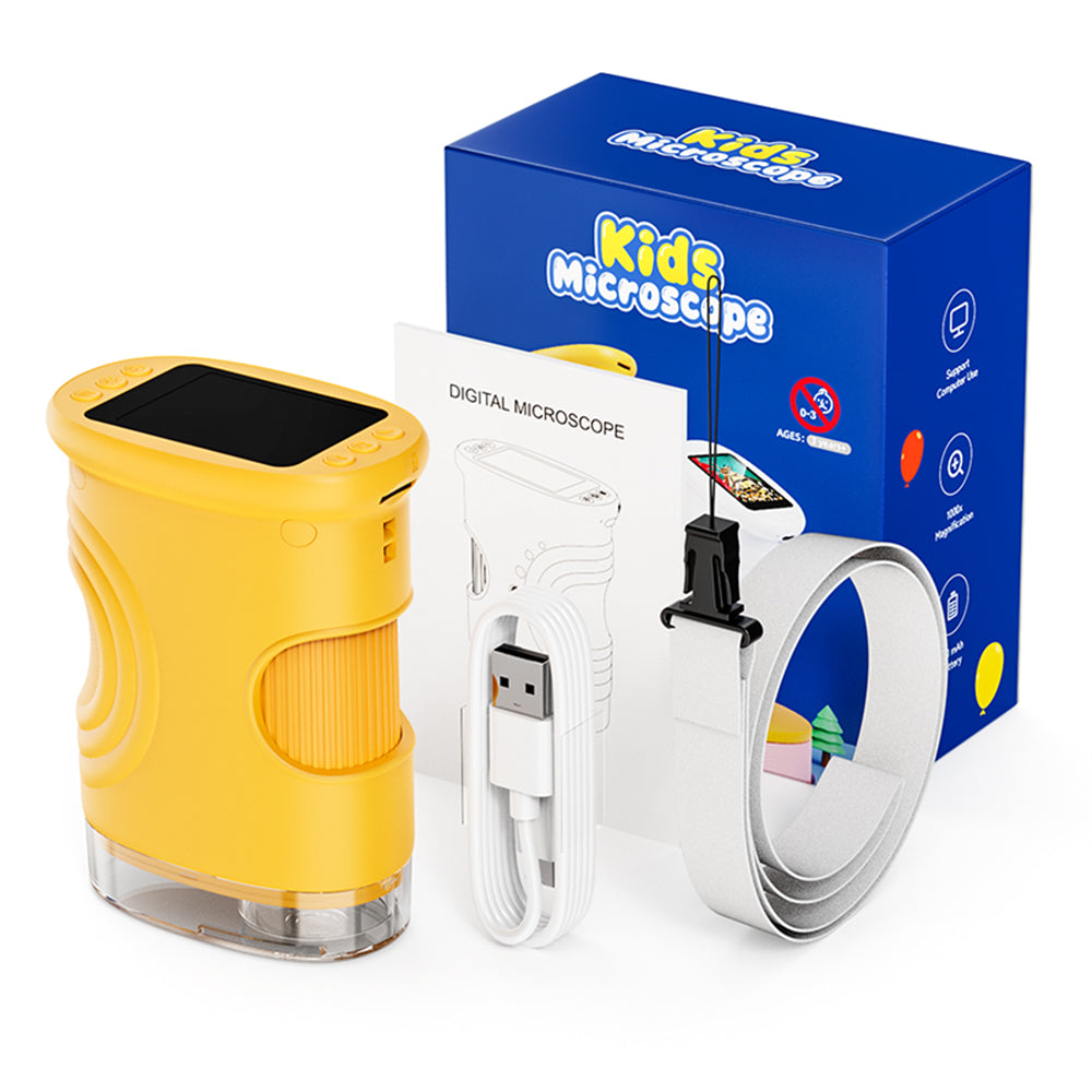 1000X Handheld Microscope for Kids 2.0" Screen Rechargeable Mini Pocket Digital Microscopes Portable Edu Gift Children Students