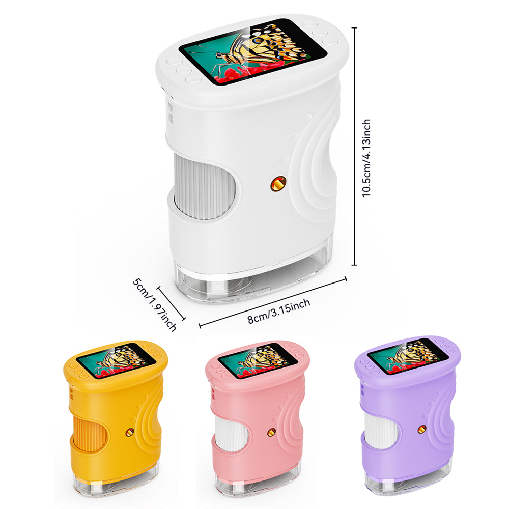 1000X Handheld Microscope for Kids 2.0" Screen Rechargeable Mini Pocket Digital Microscopes Portable Edu Gift Children Students