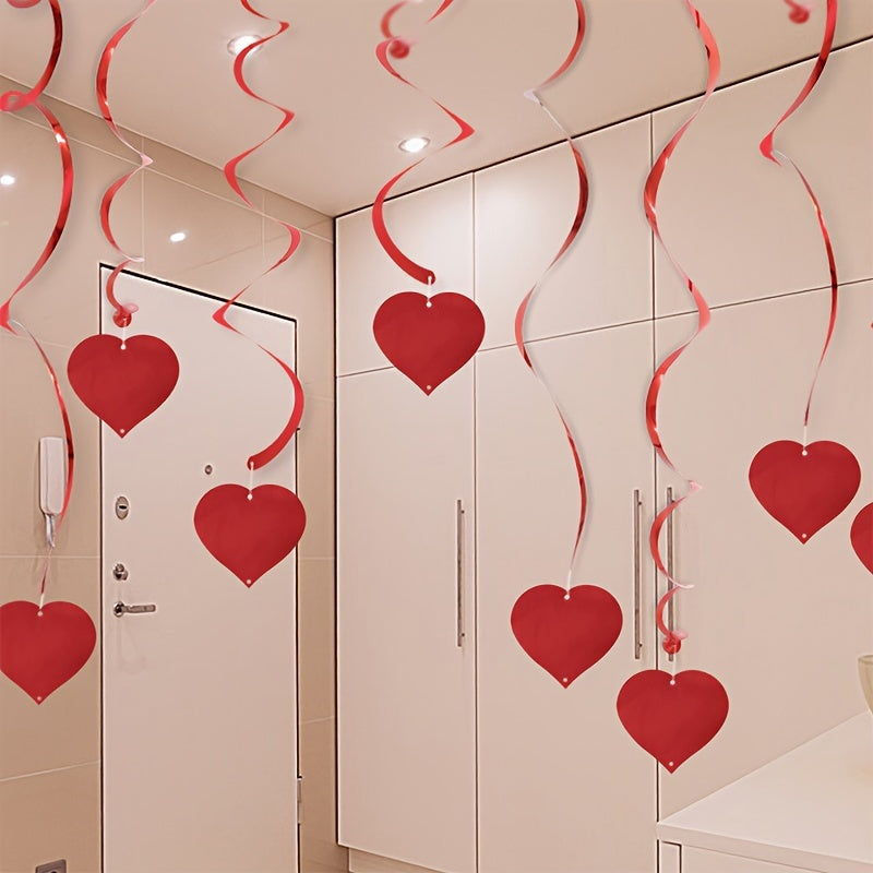 6pcs Heart Spiral Hanging Decorations - Perfect for Holiday Parties & Celebrations, Perfect for Winter, New Year