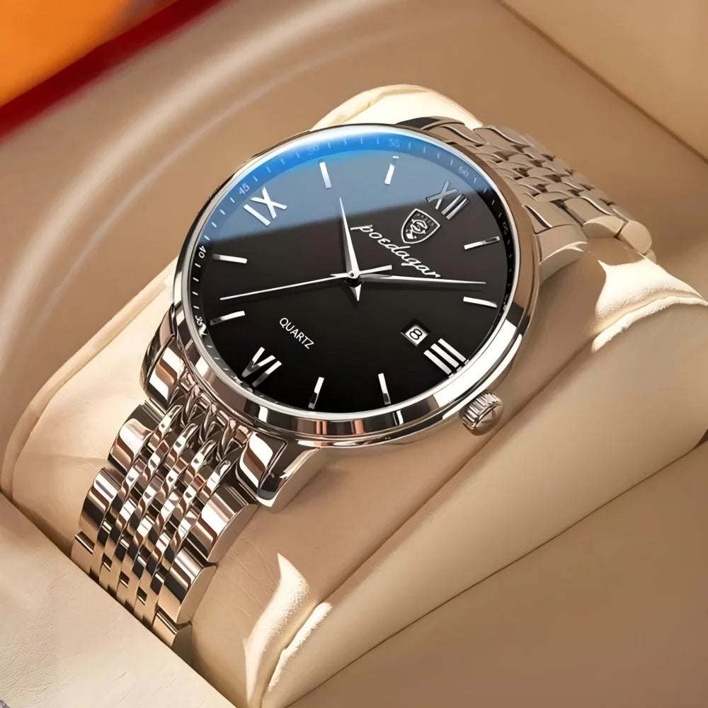 POEDAGAR Luxury Casual Men's Wristwatch Sports Stainless Steel Waterproof Date Man Watch High Quality Fashion Quartz Men Watches