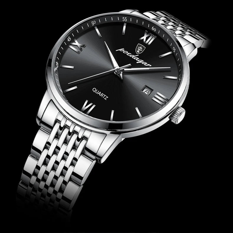 POEDAGAR Luxury Casual Men's Wristwatch Sports Stainless Steel Waterproof Date Man Watch High Quality Fashion Quartz Men Watches
