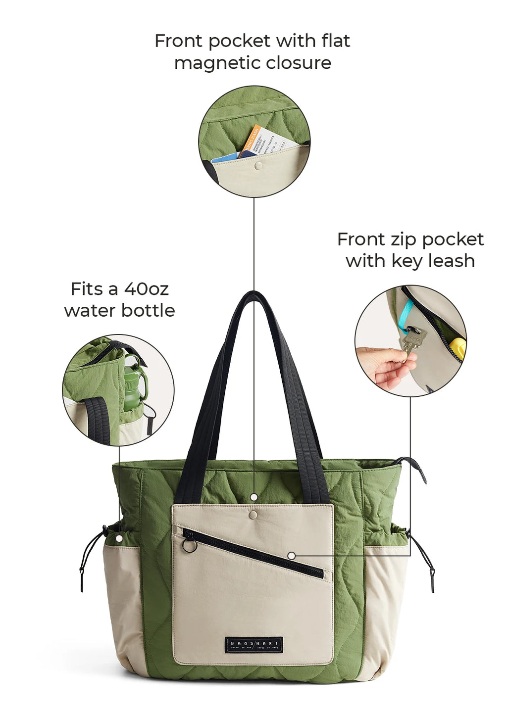 BAGSMART Women's bags Waterproof Tote Bag Lightweight Handbag Perfect for Gym Work Travel Large Shoulder Bag Crossbody Bags