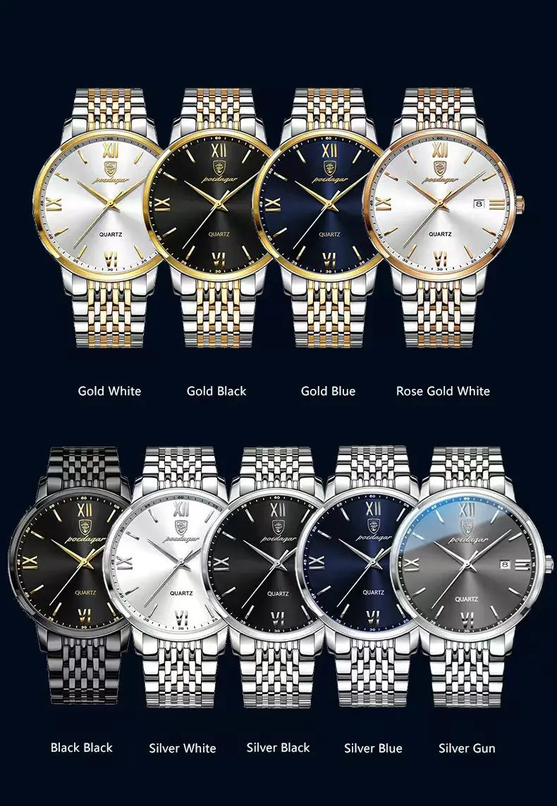 POEDAGAR Luxury Casual Men's Wristwatch Sports Stainless Steel Waterproof Date Man Watch High Quality Fashion Quartz Men Watches