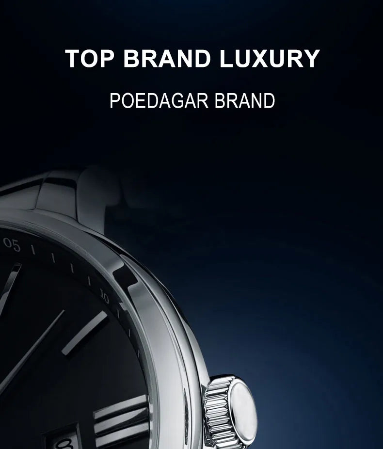 POEDAGAR Luxury Casual Men's Wristwatch Sports Stainless Steel Waterproof Date Man Watch High Quality Fashion Quartz Men Watches