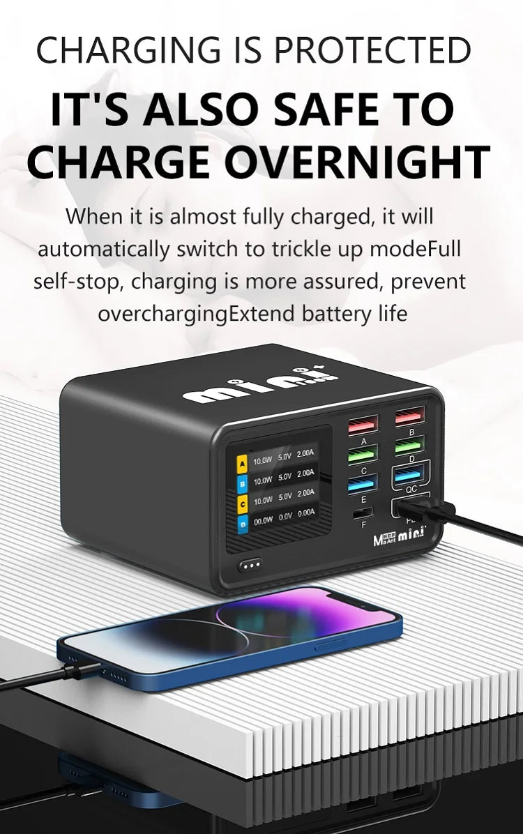 Premium Quality DianBa mini SB C Fast Charger Upoy 100W GaN 8 Port Wirelesss Charging Station Hub Block Cube for iPad iPhone 16