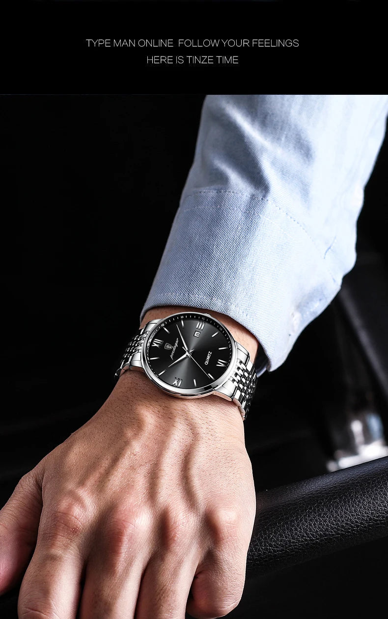 POEDAGAR Luxury Casual Men's Wristwatch Sports Stainless Steel Waterproof Date Man Watch High Quality Fashion Quartz Men Watches