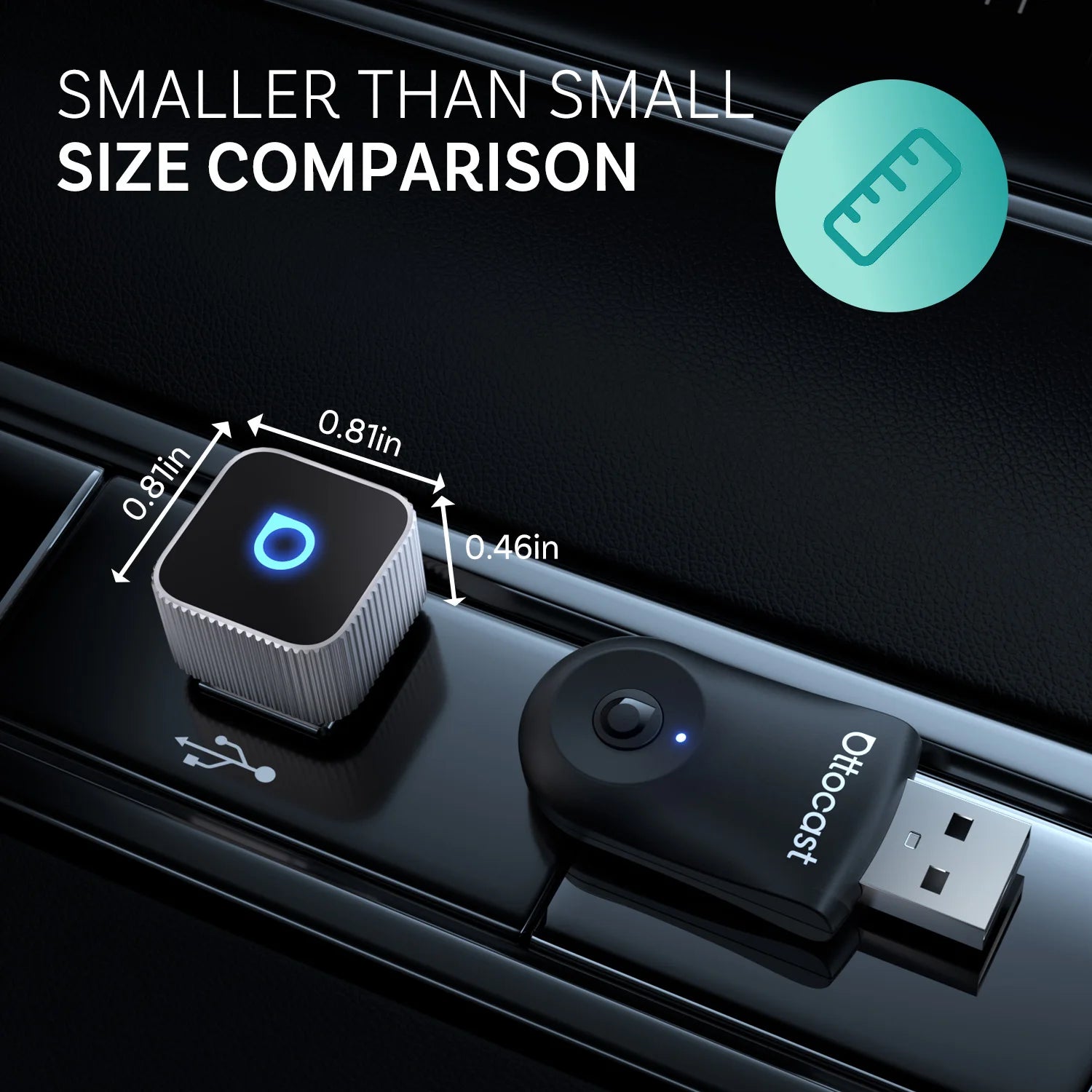 2025 Ottocast Mini SLIM Wireless CarPlay Android Auto Adapter for iPhone Android Phone Smallest 2 IN 1 USB Dongle Fast Connect