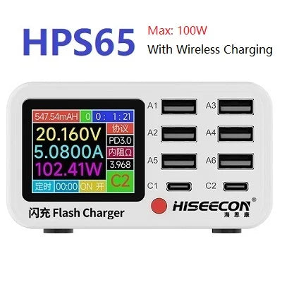Premium Quality DianBa mini SB C Fast Charger Upoy 100W GaN 8 Port Wirelesss Charging Station Hub Block Cube for iPad iPhone 16