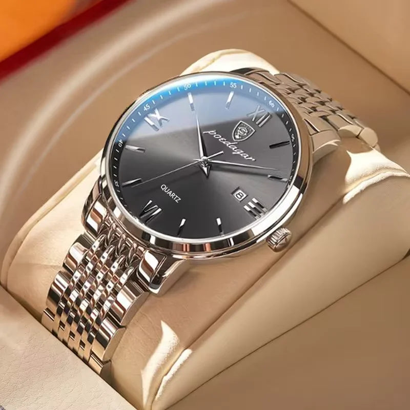 POEDAGAR Luxury Casual Men's Wristwatch Sports Stainless Steel Waterproof Date Man Watch High Quality Fashion Quartz Men Watches