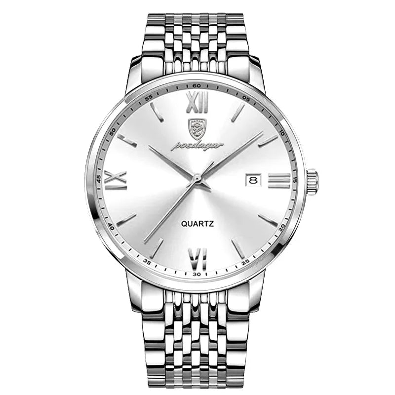 POEDAGAR Luxury Casual Men's Wristwatch Sports Stainless Steel Waterproof Date Man Watch High Quality Fashion Quartz Men Watches