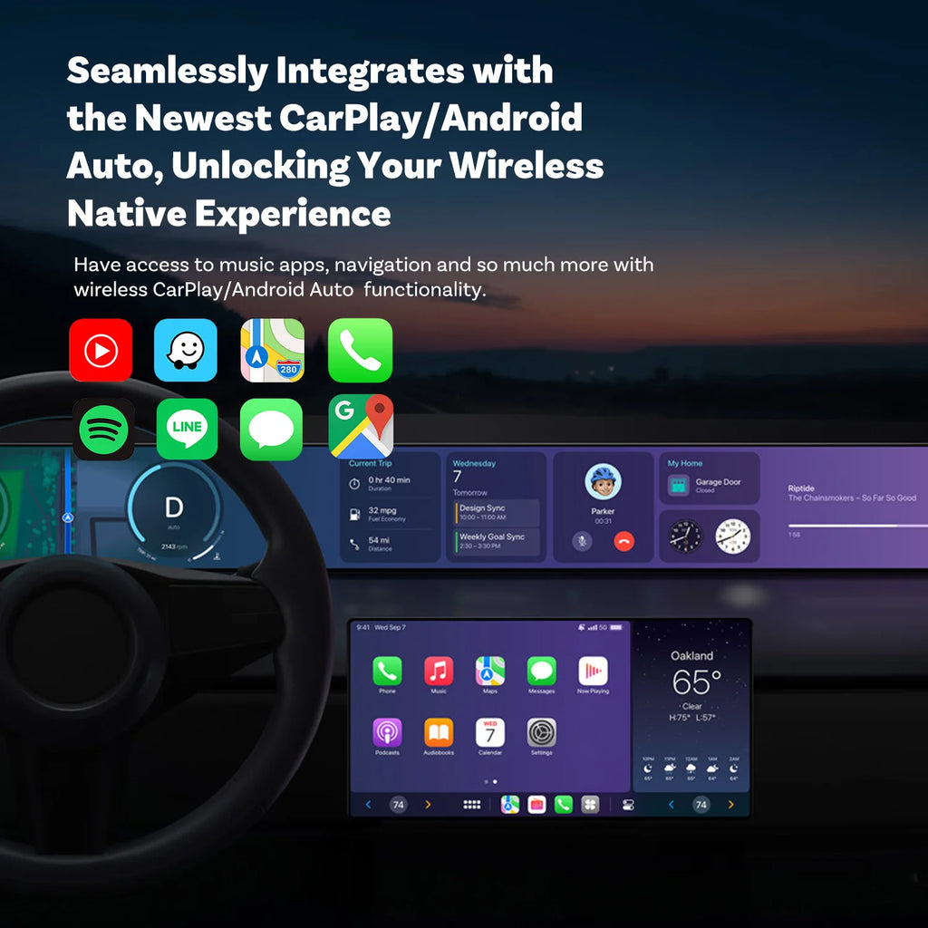 2025 Ottocast Mini SLIM Wireless CarPlay Android Auto Adapter for iPhone Android Phone Smallest 2 IN 1 USB Dongle Fast Connect