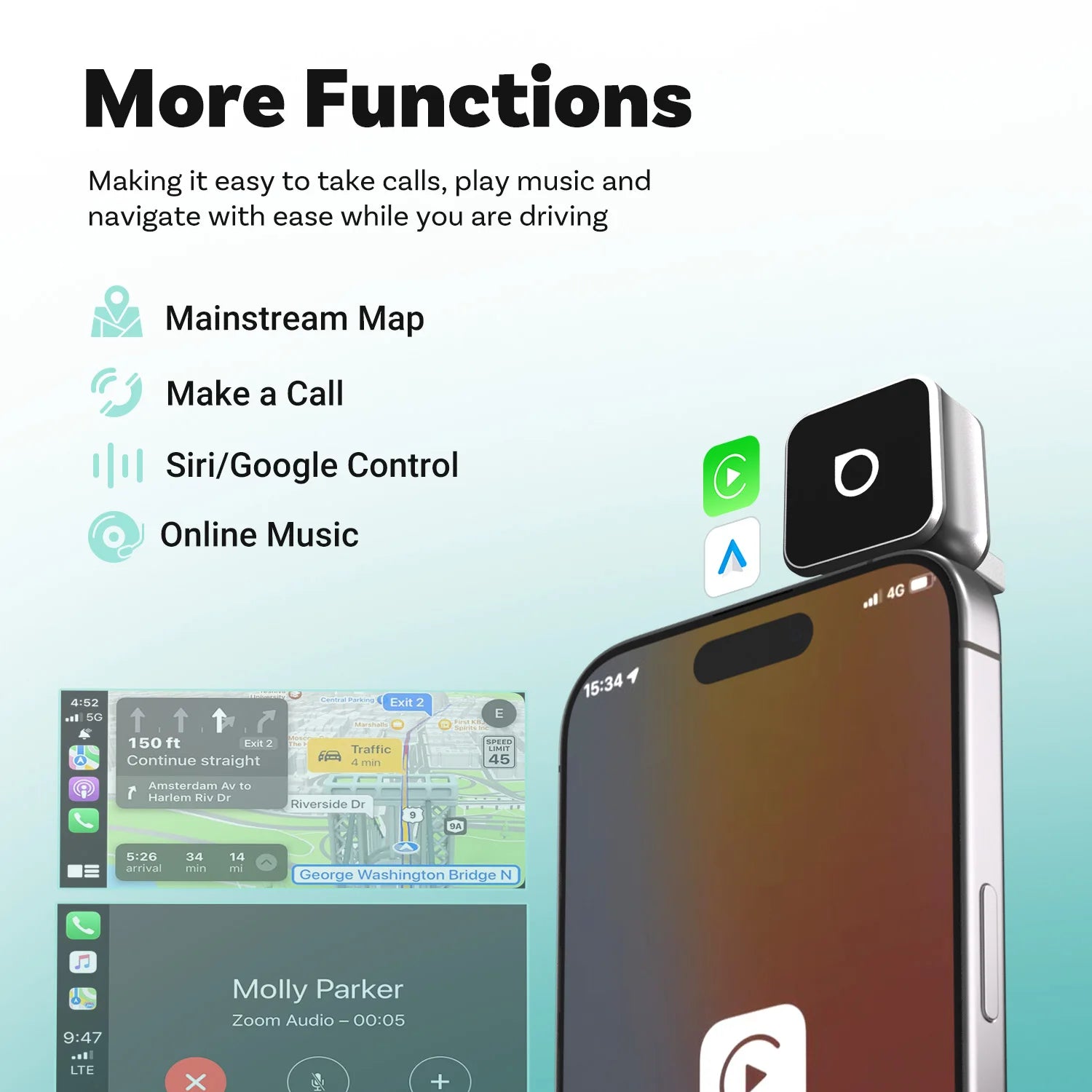 2025 Ottocast Mini SLIM Wireless CarPlay Android Auto Adapter for iPhone Android Phone Smallest 2 IN 1 USB Dongle Fast Connect