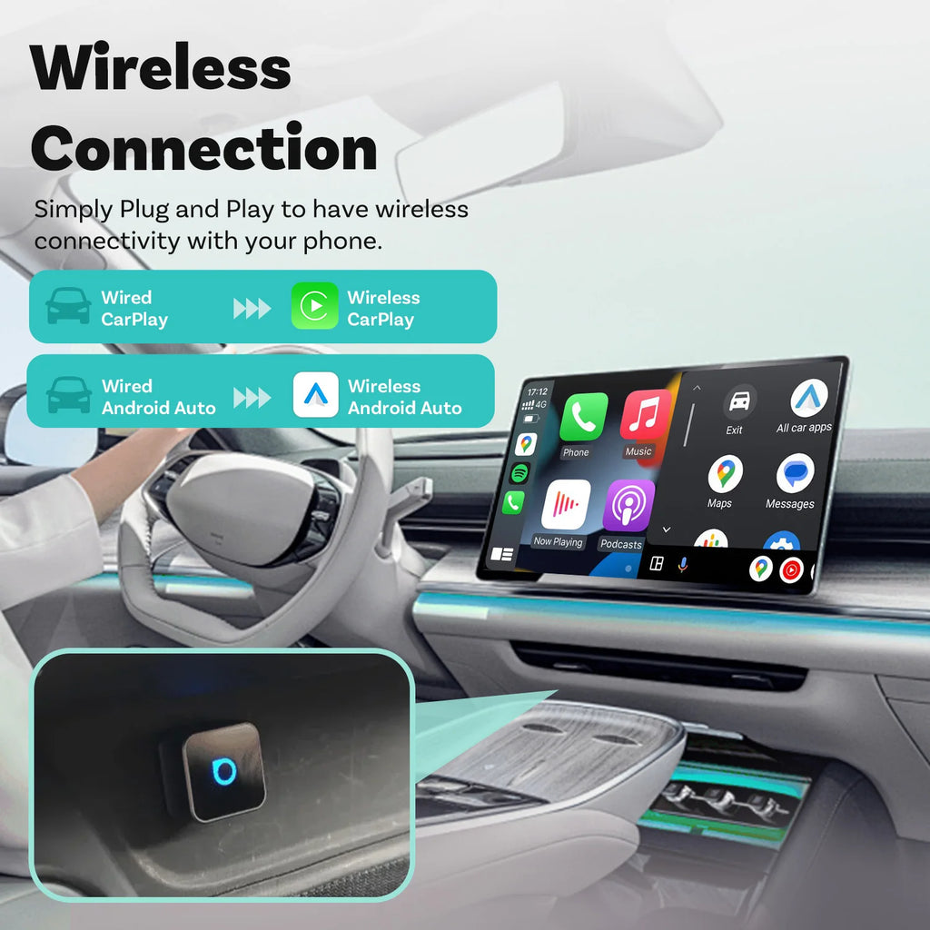 2025 Ottocast Mini SLIM Wireless CarPlay Android Auto Adapter for iPhone Android Phone Smallest 2 IN 1 USB Dongle Fast Connect