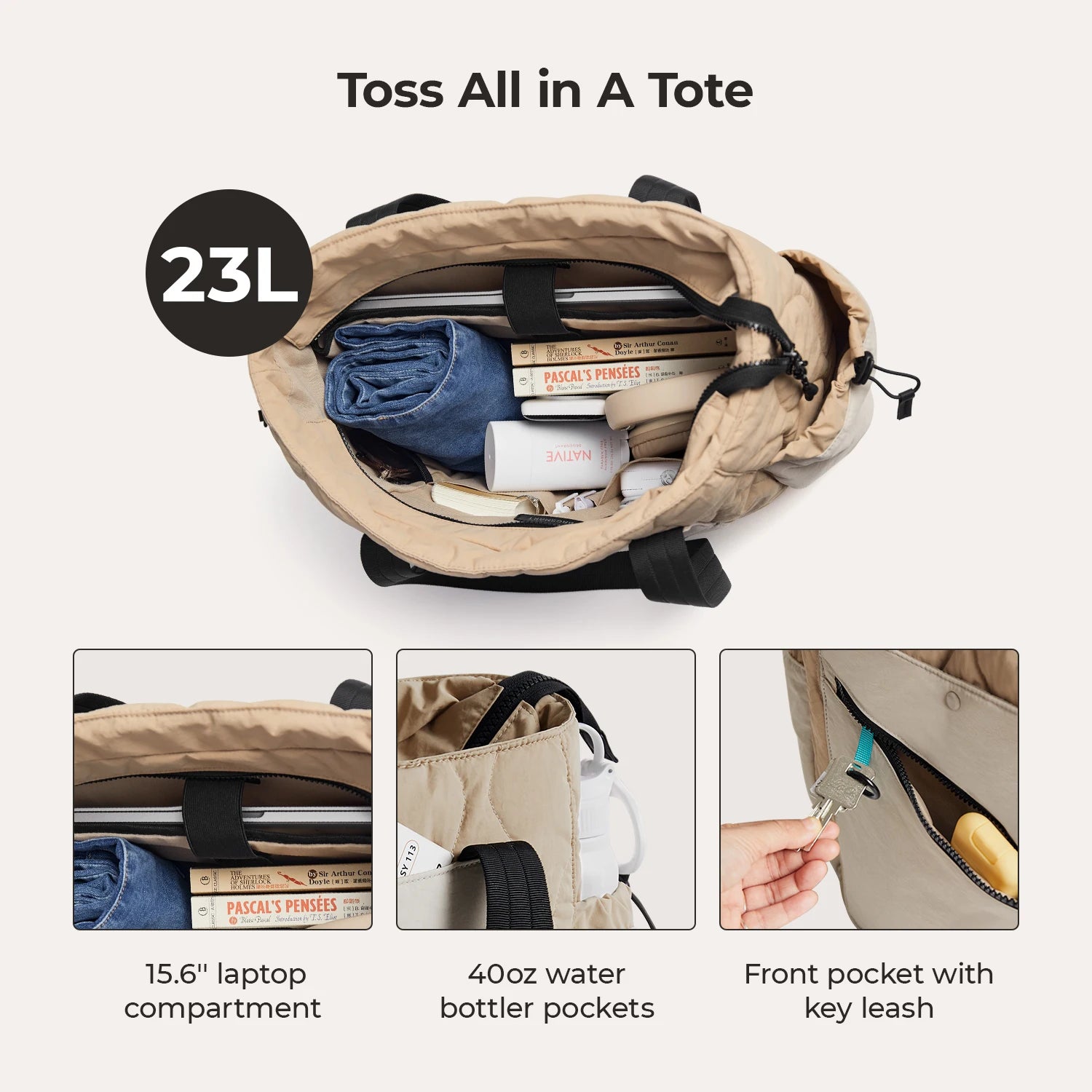 BAGSMART Women's bags Waterproof Tote Bag Lightweight Handbag Perfect for Gym Work Travel Large Shoulder Bag Crossbody Bags