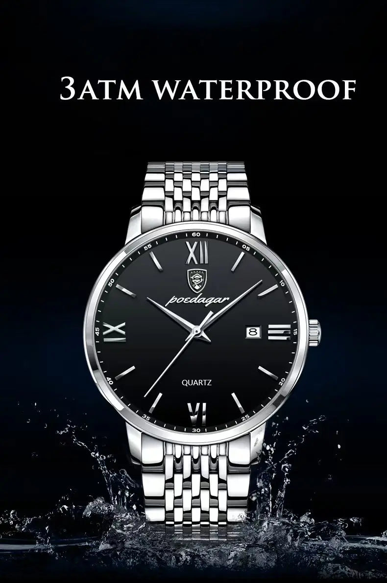 POEDAGAR Luxury Casual Men's Wristwatch Sports Stainless Steel Waterproof Date Man Watch High Quality Fashion Quartz Men Watches