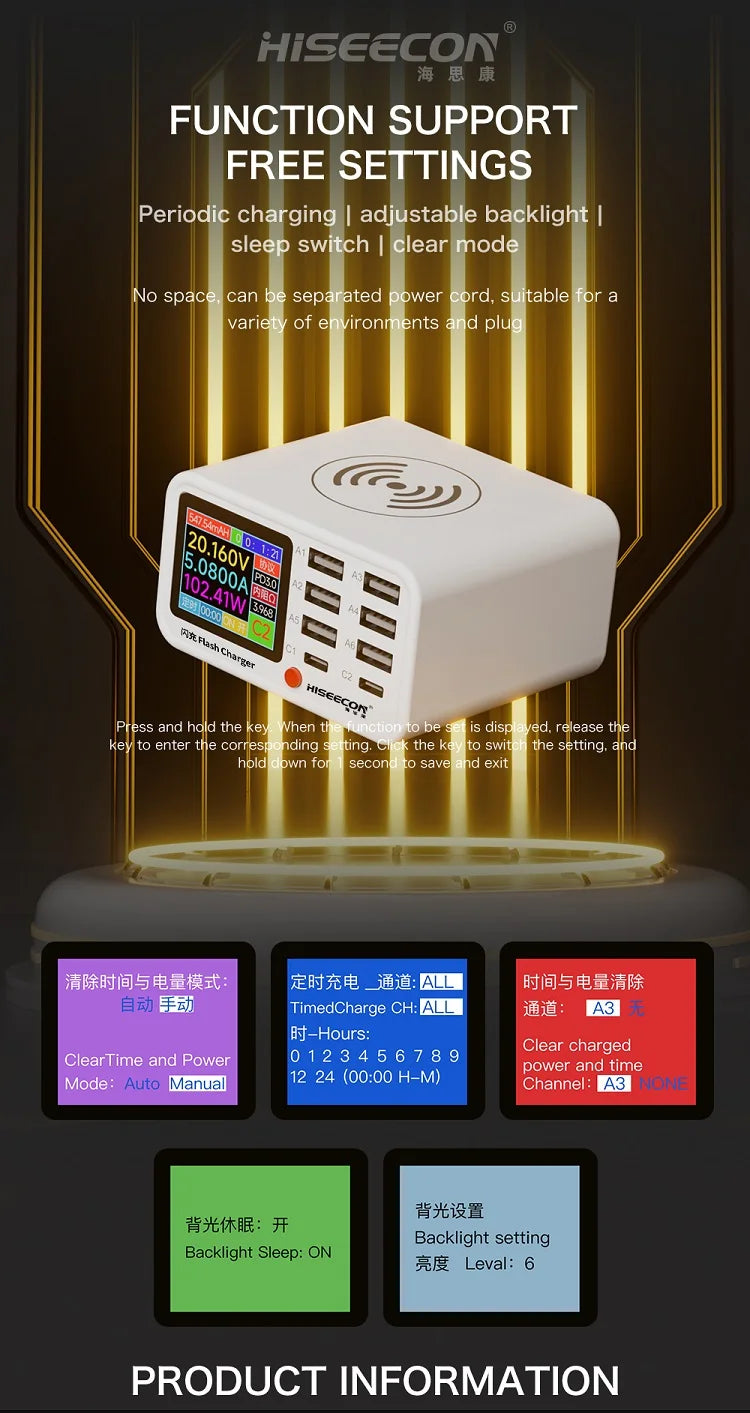Premium Quality DianBa mini SB C Fast Charger Upoy 100W GaN 8 Port Wirelesss Charging Station Hub Block Cube for iPad iPhone 16